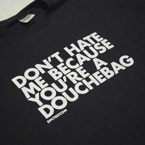 Canvas Funny Graphic Tee – Black 4XL Crewneck Cotton Shirt w/ “Don’t Hate Me...” - Picture 3 of 5